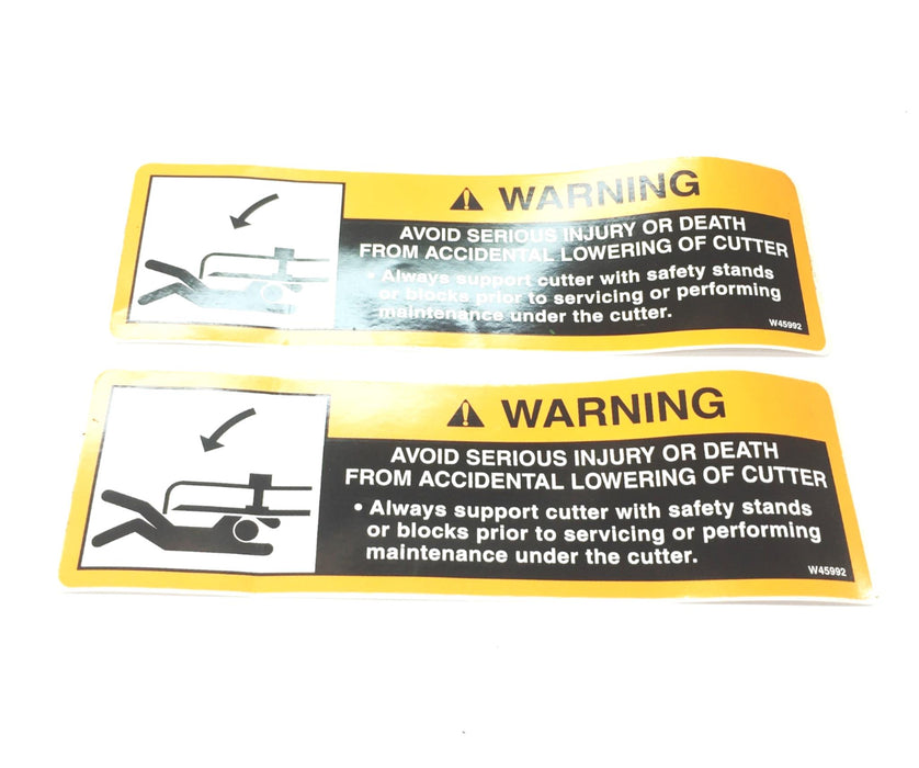 John Deere OEM Cutter Warning Decal W45992 [Lot of 2] NOS