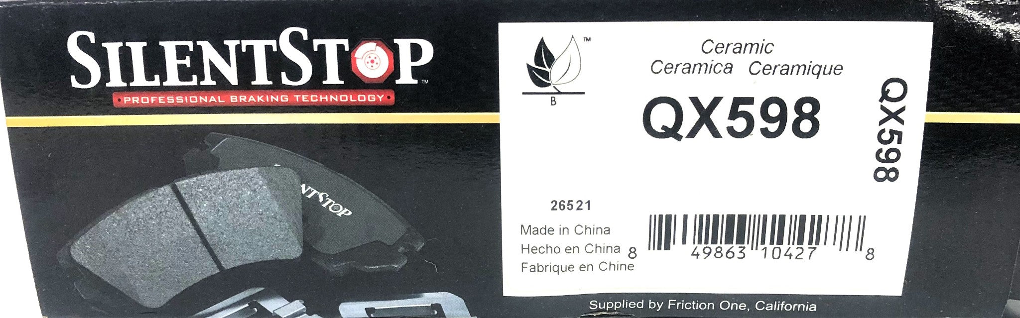 Silent Stop Ceramic Brake Pad Kit QX598 NOS
