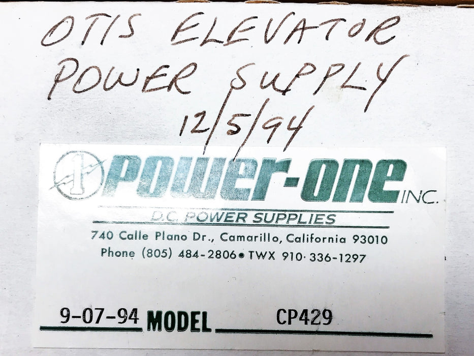 Power One Otis Elevator Power Supply CP429 USED