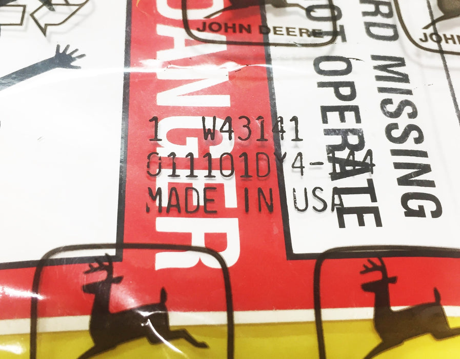 John Deere OEM Missing Guard Warning Decal W43141 NOS