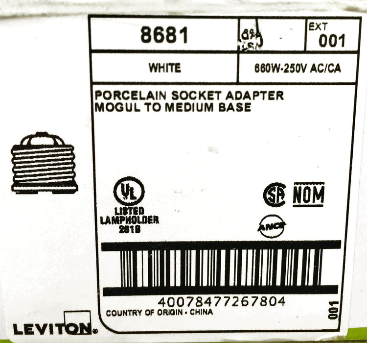 Leviton Porcelain Socket Reducer 8681 [Lot of 11] NOS