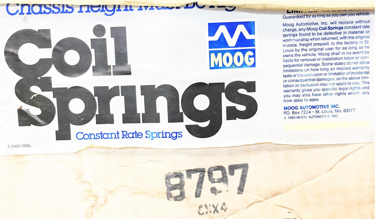 Moog Suspension Coil Spring Set Black Pair 8797 NOS