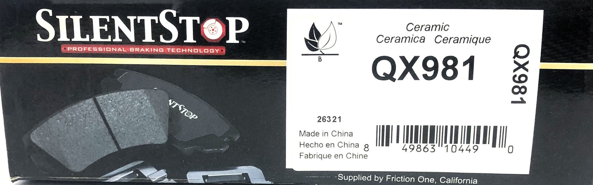 Silent Stop Ceramic Brake Pad Kit QX981 NOS