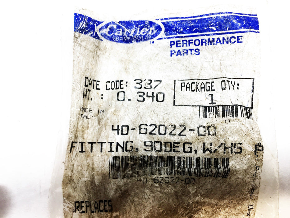 Carrier 90 Degree Fitting With High Service Port 40-62022-00 [Lot of 2] NOS