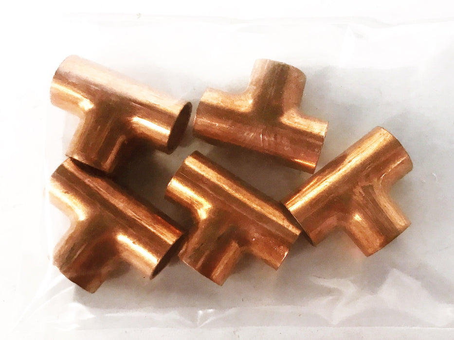 Unbranded 5/8" Copper Tee [Lot of 5] NOS