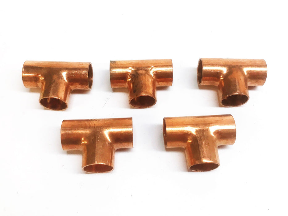 Unbranded 5/8" Copper Tee [Lot of 5] NOS