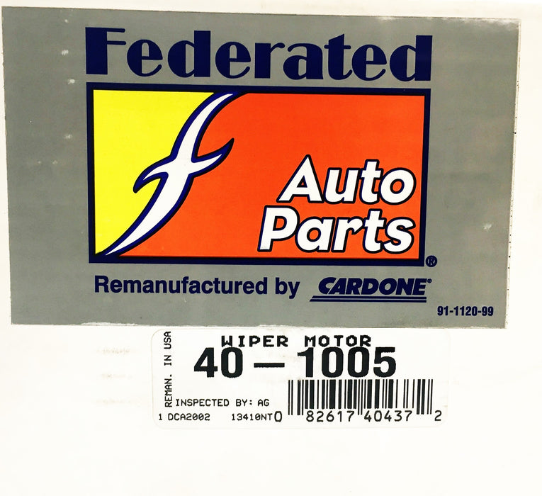 Federated Auto Parts Cardone Wiper Motor 40-1005 REMANUFACTURED