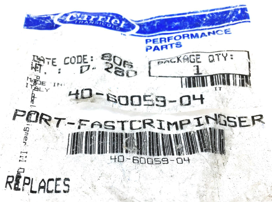 Carrier Fast Crimping Fitting With Service Port 40-60059-04 NOS