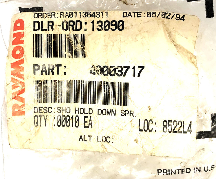 Raymond Hold Down Spring 400-037/17 [Lot of 8] NOS