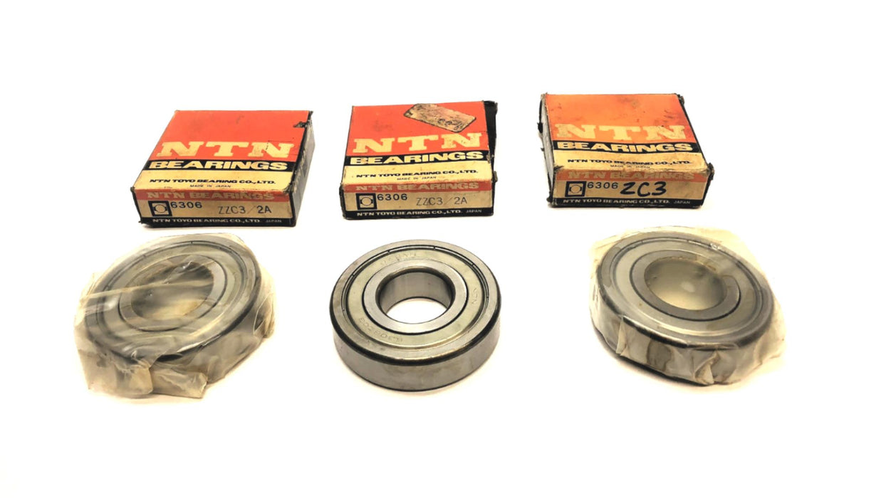 NTN Ball Bearing Made in Japan 6306ZC3 [Lot of 3] NOS