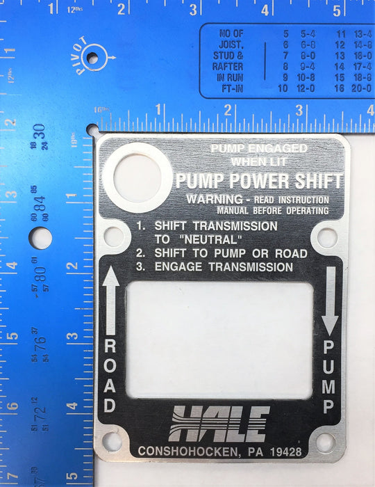 HALE VPS Power Shift Pump Plate 101-0072-00-0 (1010072000) NOS