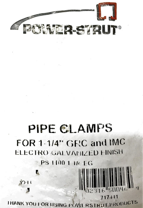 Power Strut 1-1/4" EG Pipe Clamp PS-1100 [Lot of 12] NOS