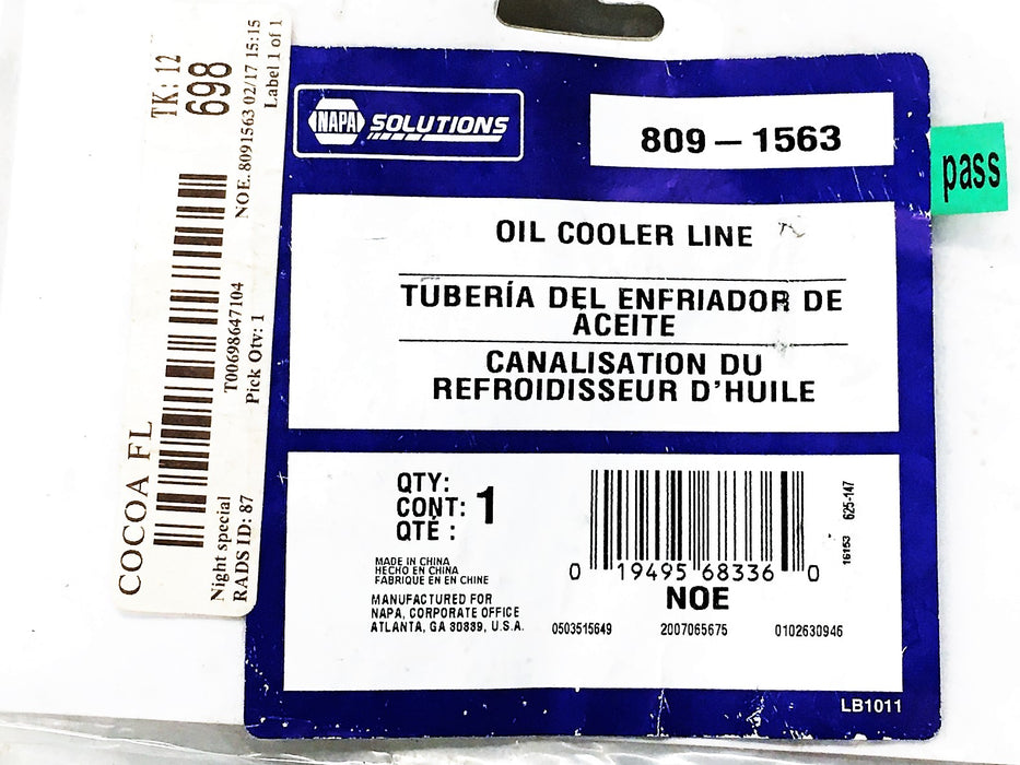 Napa Oil Cooler Line 809-1563 NOS