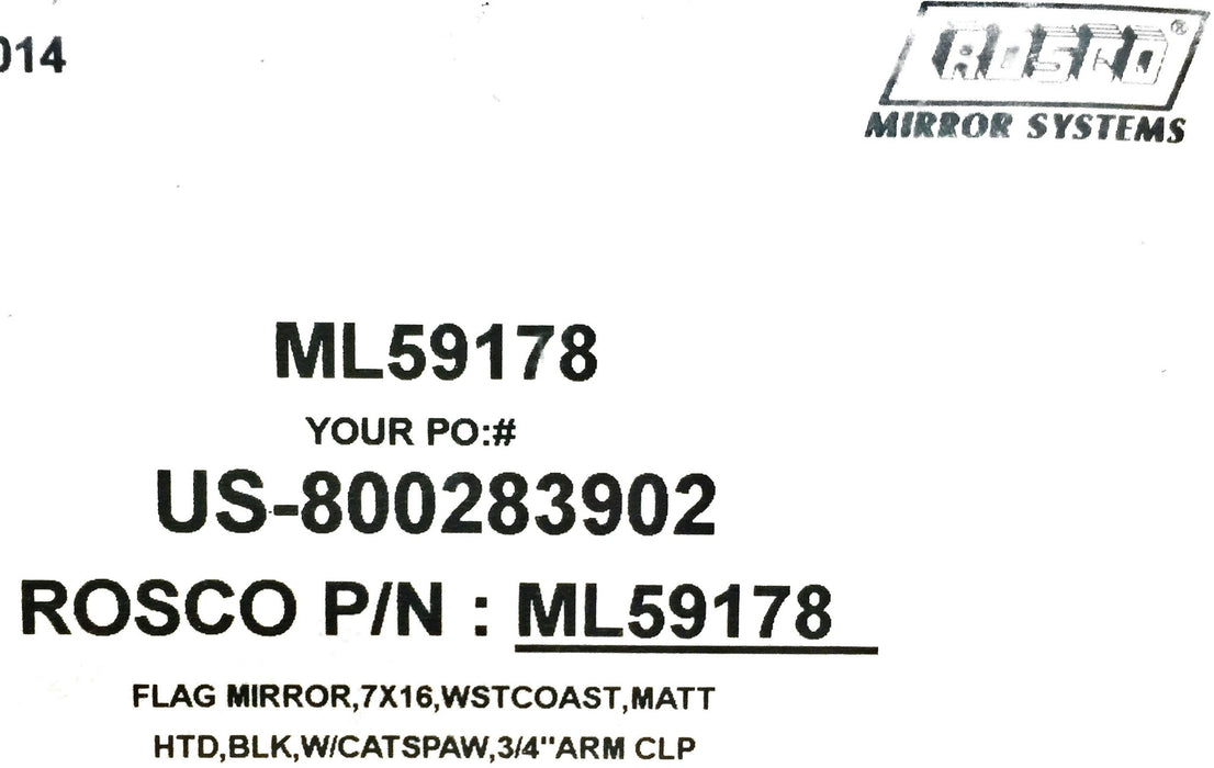 Rosco/Mirror Lite Mirror 59178 (ML59178) NOS
