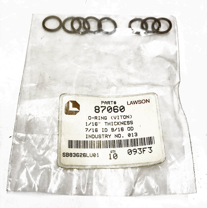 Lawson "Viton" O-Ring Seal 87060 [Lot of 9] NOS