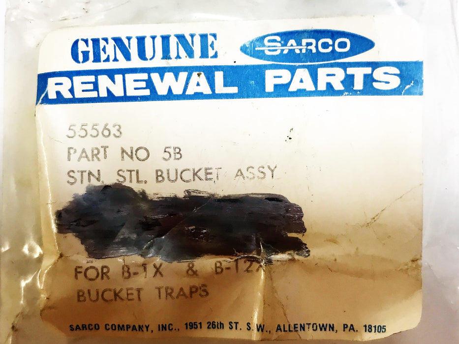 Sarco Stainless Steel Bucket Assembly for Steam Trap 55563-5B NOS