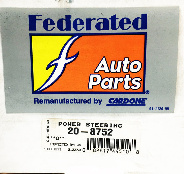 Federated Auto Parts Cardone Power Steering Pump 20-8752 REMANUFACTURED