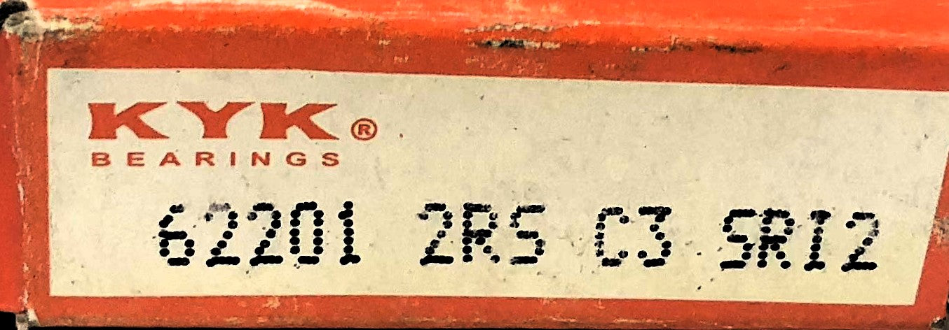 KYK Deep Groove Ball Bearing 62201RS (62001-2RS-C3-SR12) [Lot of 4] NOS