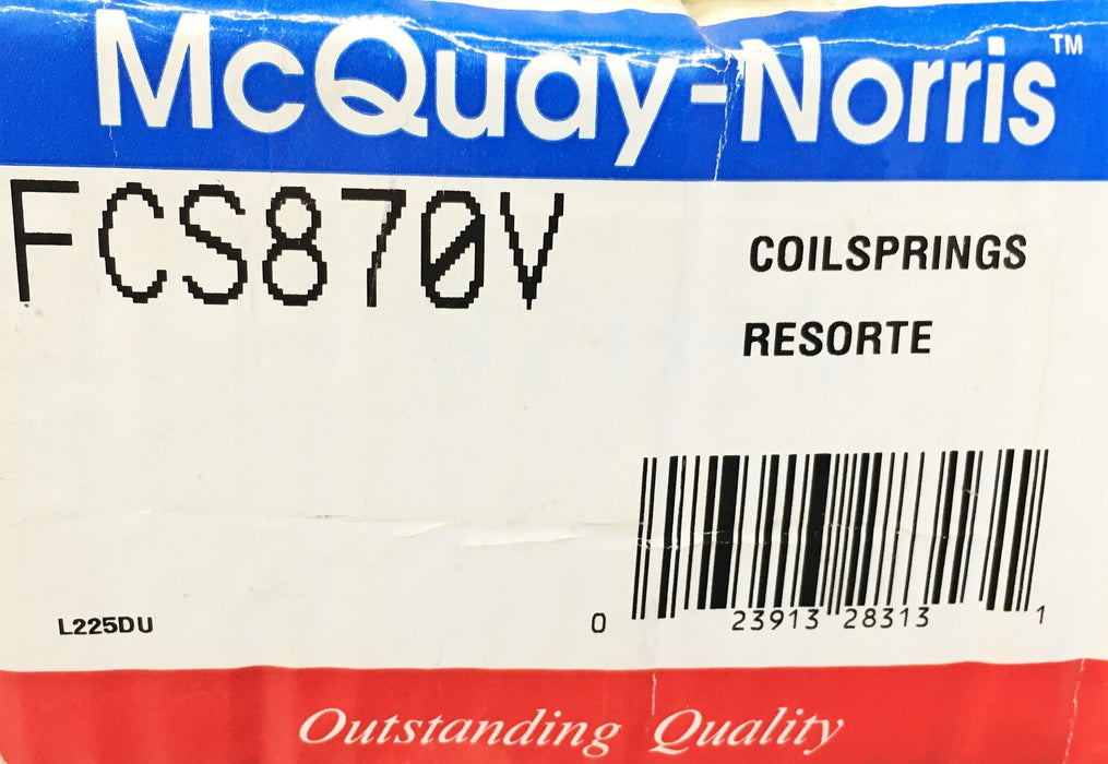 McQuay-Norris Suspension Coil Spring Set Black Pair FCS870V NOS
