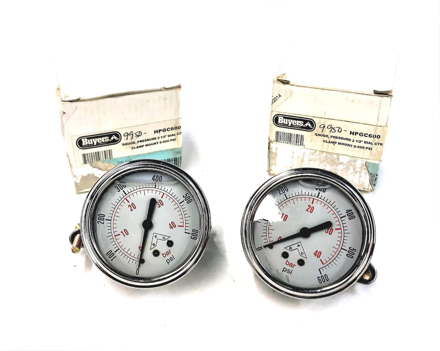 BUYERS PRODUCTS CLAMP MOUNT PRESSURE GAUGE HPGC600 [LOT OF 2] NOS