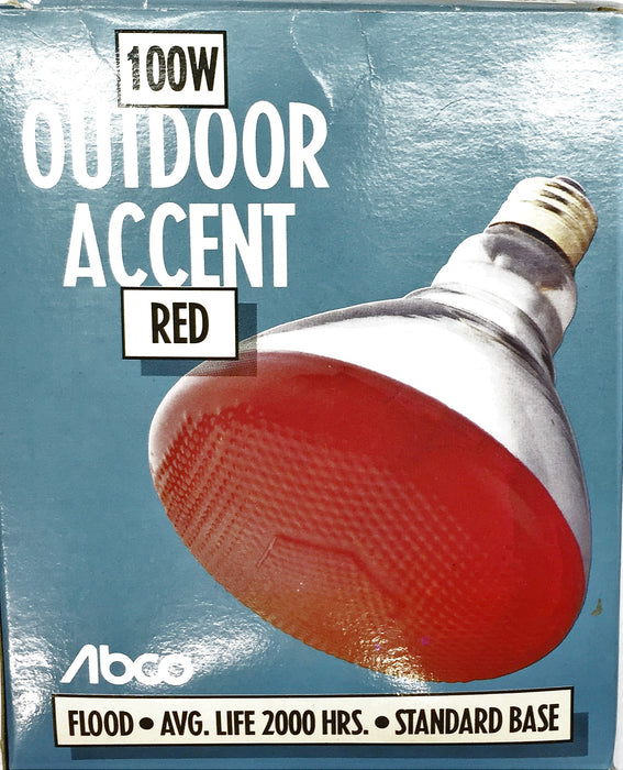 Abco 100W Red Outdoor Accent Flood Light Std. Base Par-38 NOS