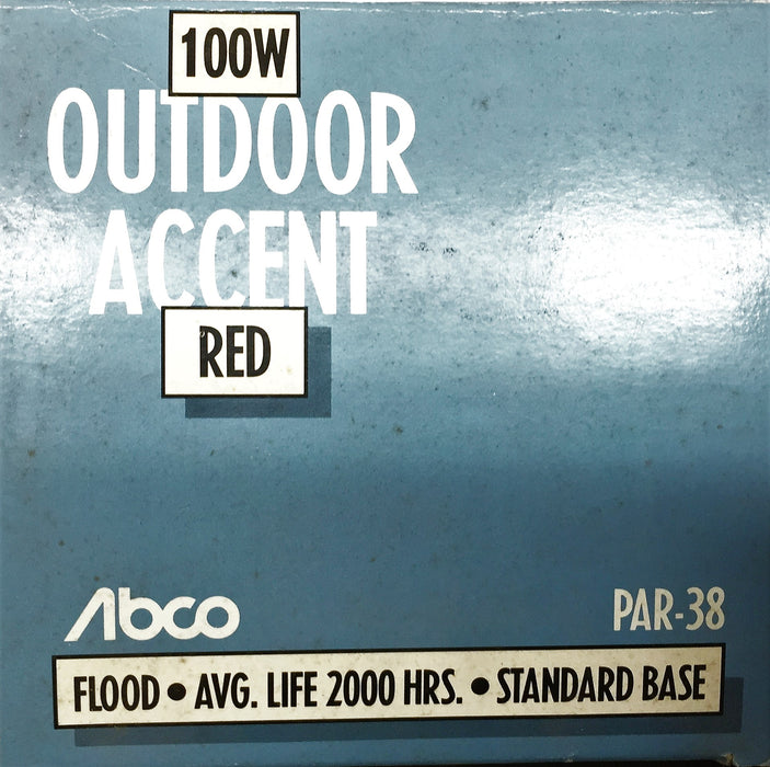 Abco 100W Red Outdoor Accent Flood Light Std. Base Par-38 NOS