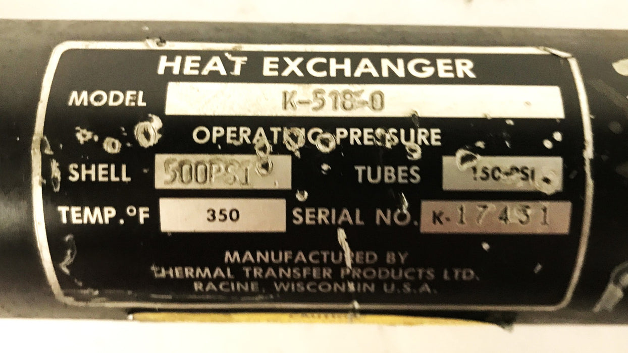 Thermal Transfer Products Heat Exchanger K-518-0 USED