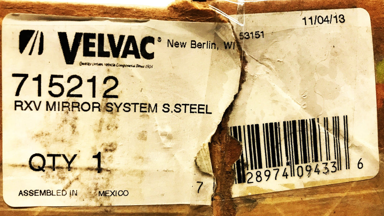 Velvac Rear Crossview Mirror Kit 715212 NOS