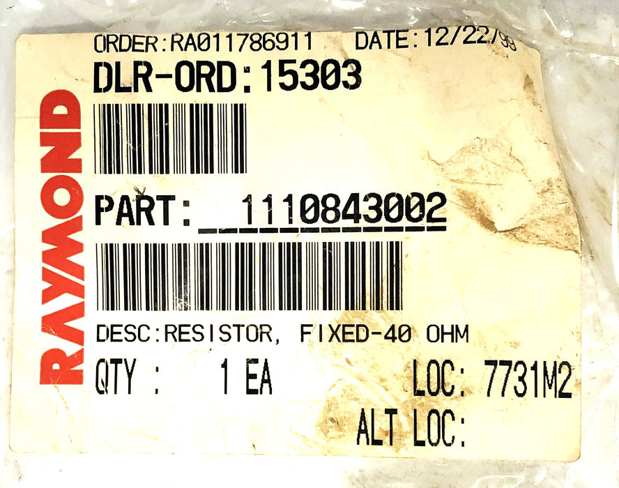 Raymond Resistor 1-110-843/002 NOS