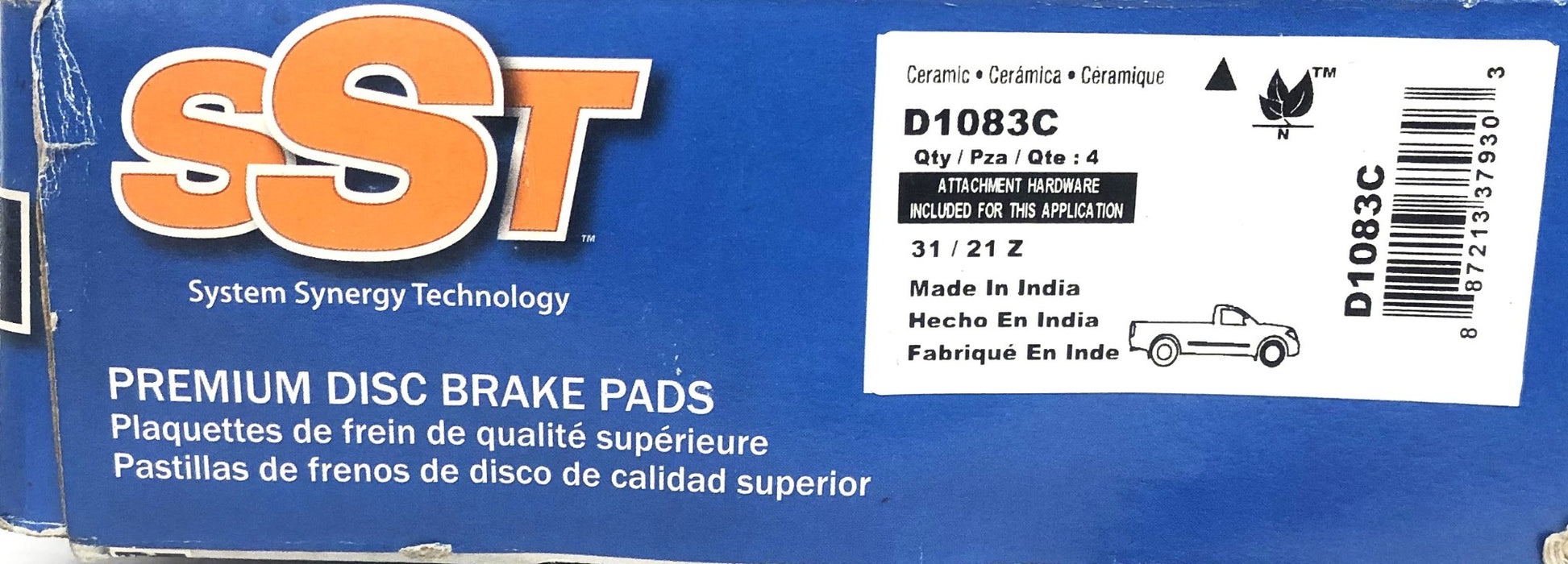 SST By Raybestos Bendix Ceramic Front Disc Brake Pad Friction D1083C NOS