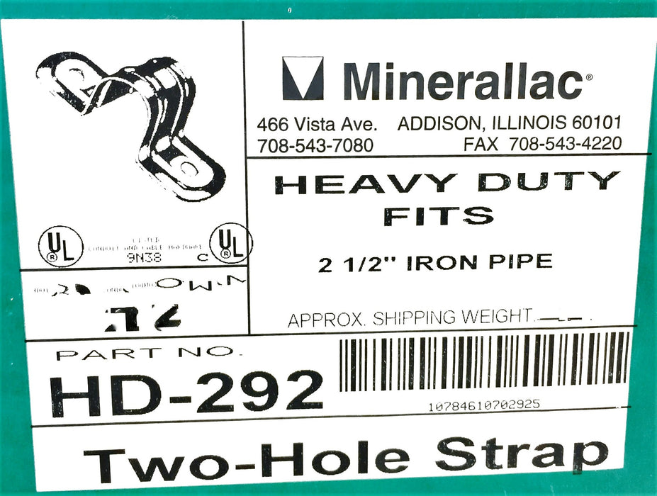 Minerallac Heavy Duty 2-1/2" Iron Pipe 2-Hole Strap HD-292 [Lot of 34] NOS