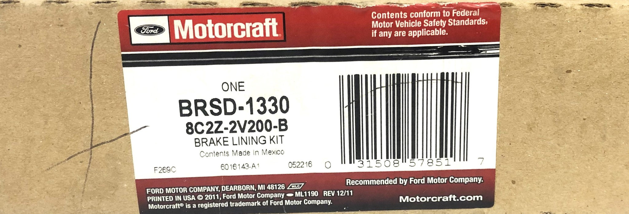 Ford Motorcraft Brake Lining Kit BRSD-1330 (8C2Z-2V200-B) NOS