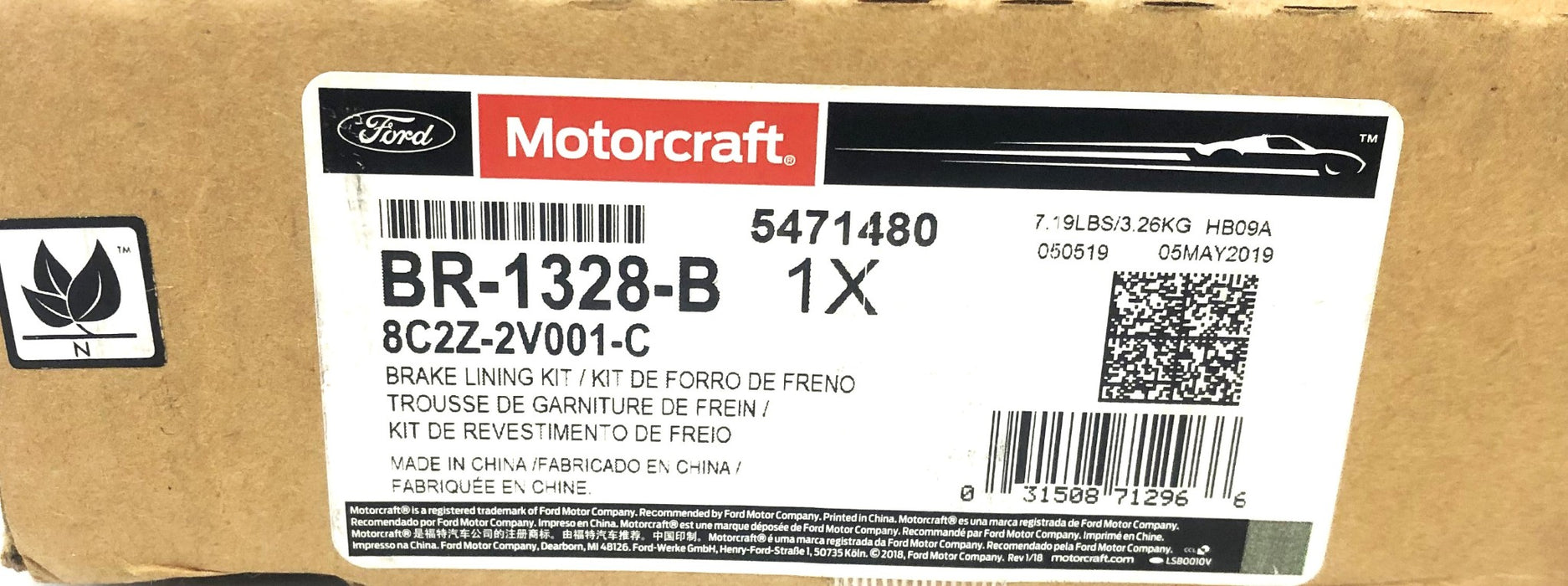 Ford Motorcraft Disc Brake Pad Set BR-1328-B (8C2Z-2V001-C) NOS