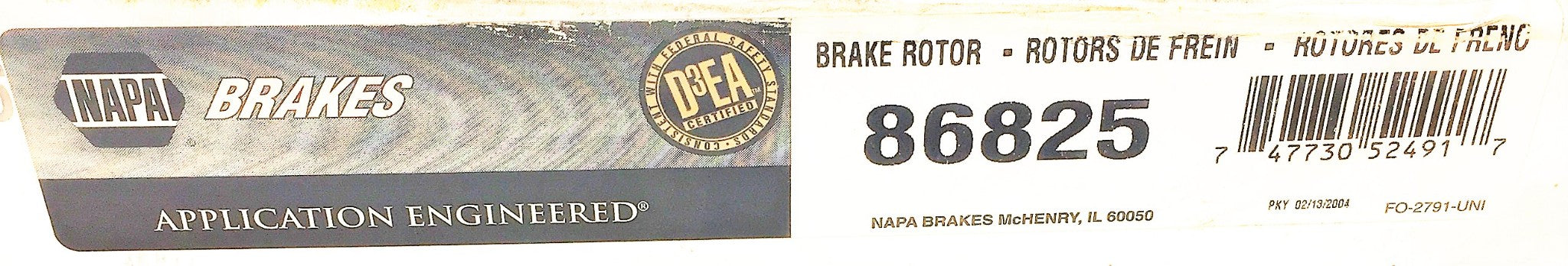NAPA BRAKES Application Engineered Brake Rotor 86825 NOS