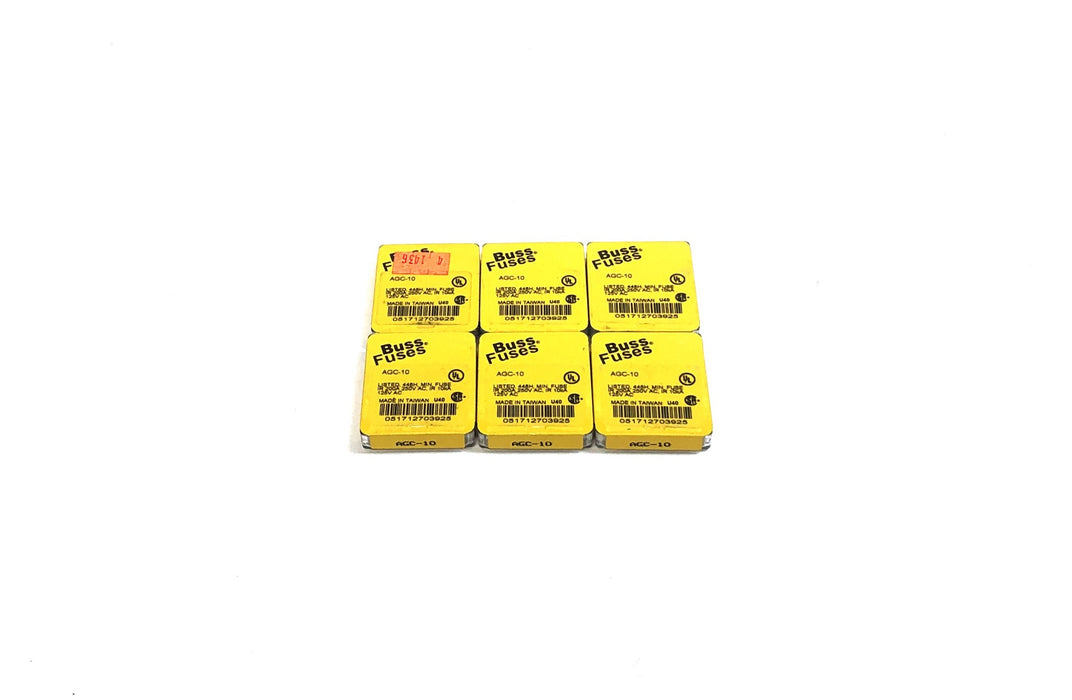 Cooper Bussmann Fast Acting Glass Tube Fuse (5 Pack) AGC-10 [Lot of 6) NOS