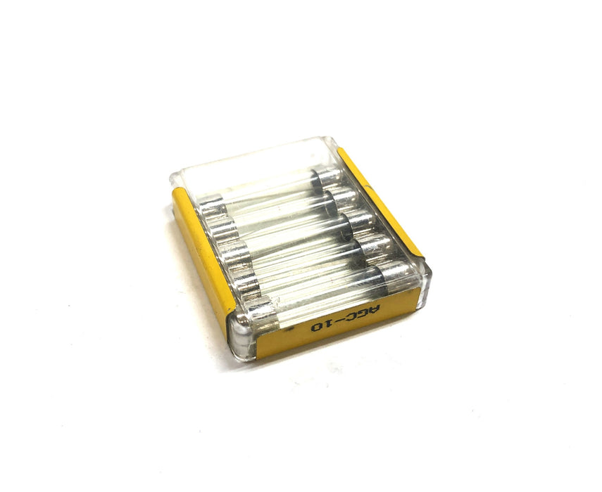 Cooper Bussmann Fast Acting Glass Tube Fuse (5 Pack) AGC-10 [Lot of 5) NOS