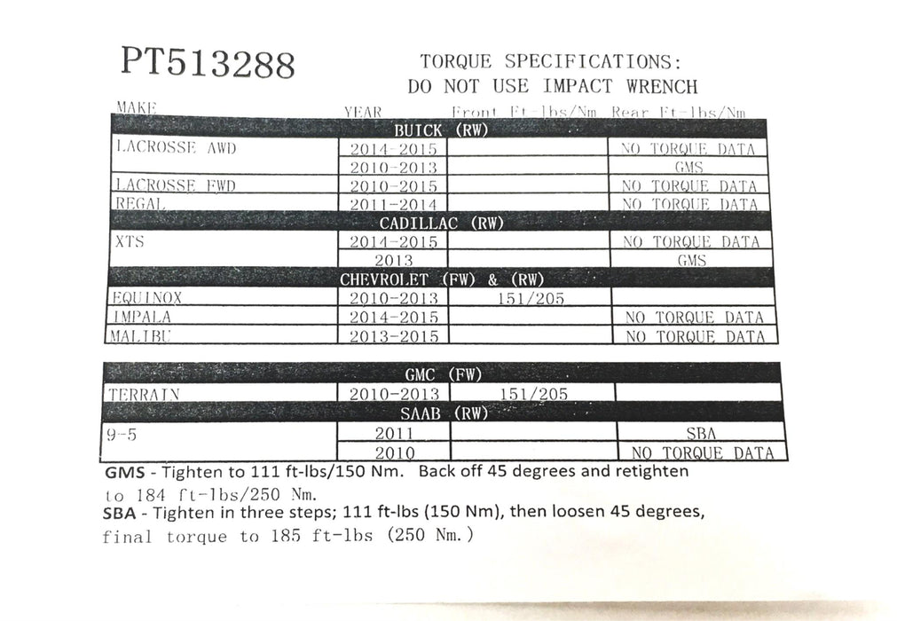 SRT Spindle Hub Bearing Assembly SB513288 NOS