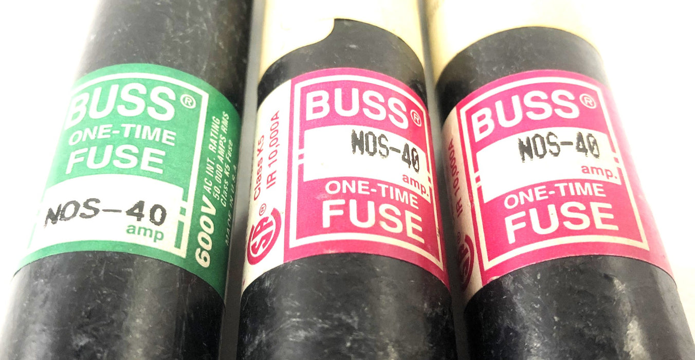 Bussmann 600V 50,000A Class K5 One Time Fuse NOS-40 [Lot of 3] NOS