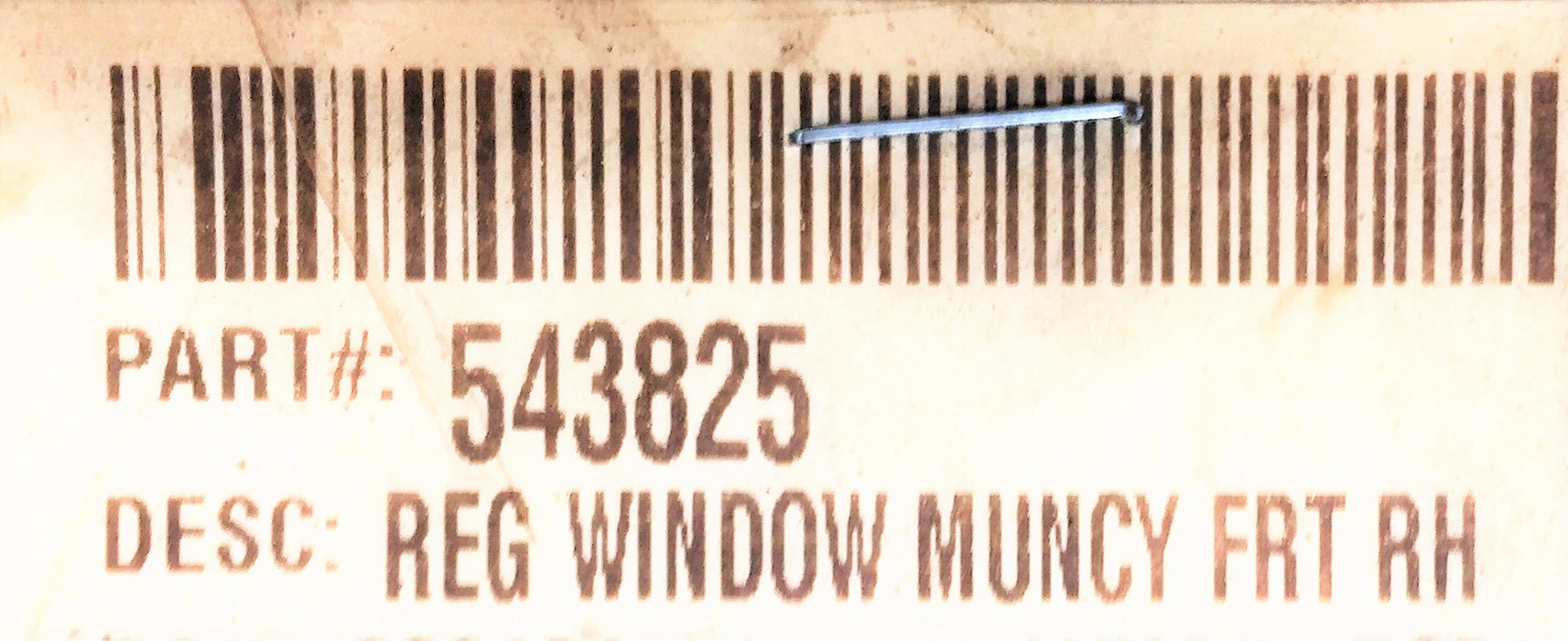 MUNCY FRT RH Manual Window Regulator 543825 NOS