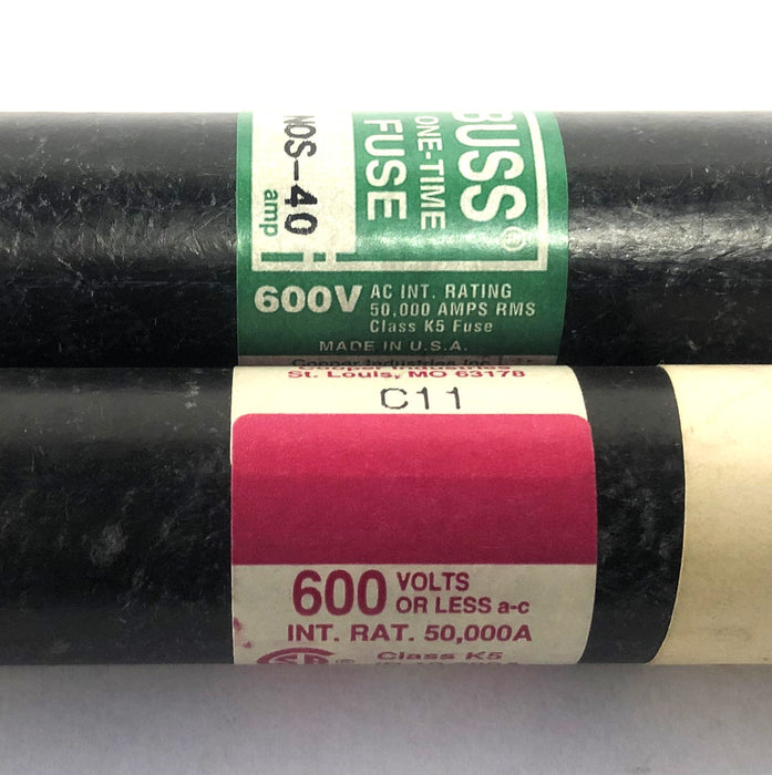 Bussmann 600V 50,000A Class K5 One Time Fuse NOS-40 [Lot of 3] NOS