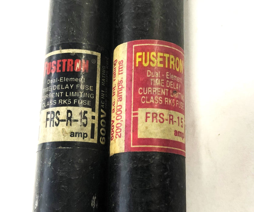 Bussmann Fusetron 600V 200,000A Class RK5 Fuse FRS-R-15 [Lot of 2] NOS