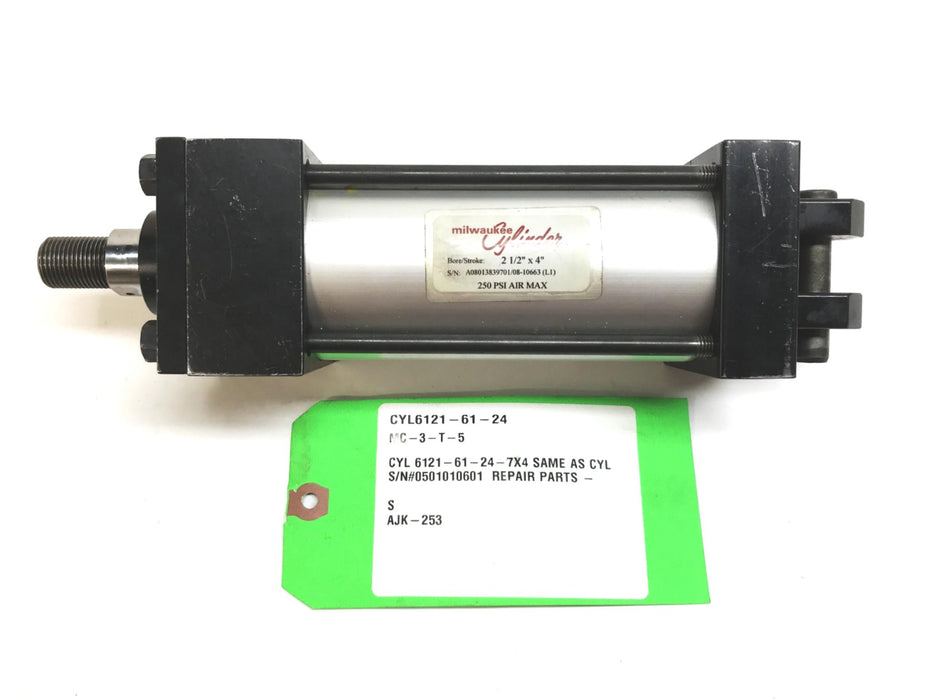 Milwaukee Cylinder Hydraulic Cylinder 6121-61-24 NOS