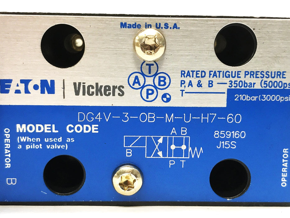 Eaton Vickers Directional Control Solenoid Valve DG4V-3-OB-M-U-H7-60 NOS