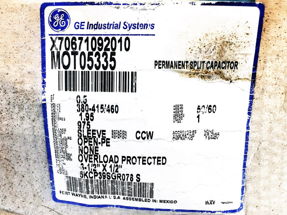 GE Permanent Split Capacitor MOT05335 (X70671092010) NOS