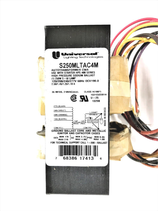 UNIVERSAL LIGHTING HIGH PRESSURE SODIUM MAGNETIC BALLAST S250MLTAC4M-500K NOS
