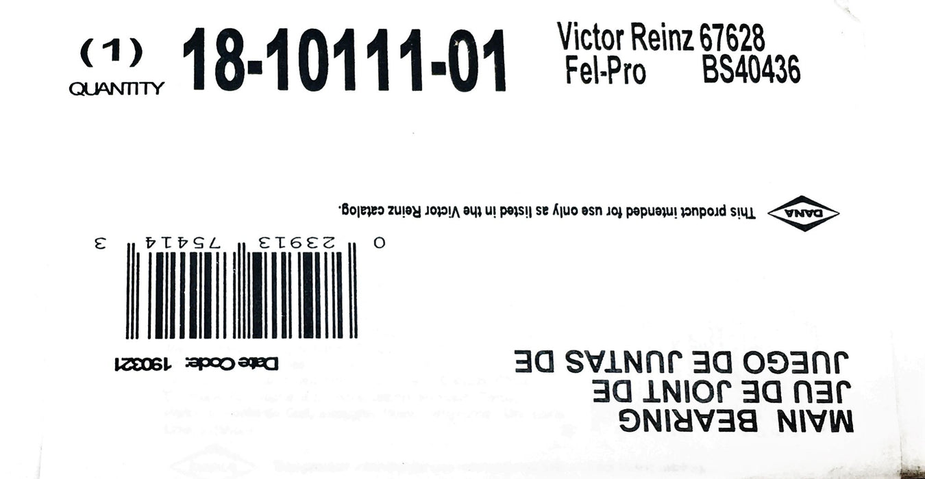 Victor Reinz Main Bearing 18-10111-01 (67628) NOS
