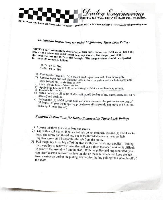 Daily Engineering 36 Tooth Taper Lock Pulley HP-36-50-GW NOS