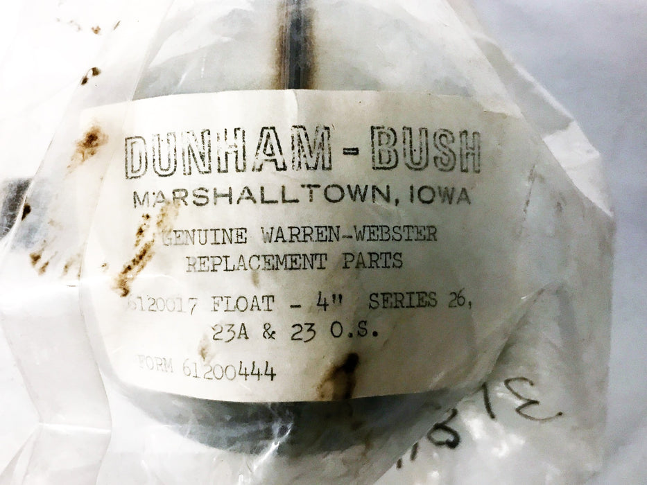 Dunham-Bush 4" Stainless Steel Drip Trap Float 6120017 NOS
