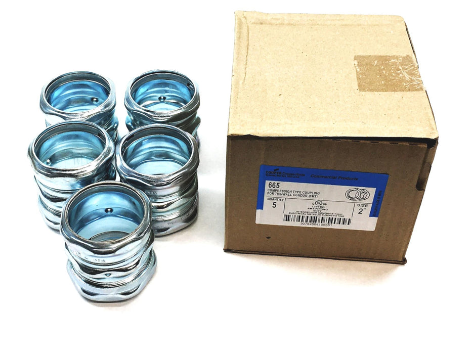 Cooper Crouse-Hinds 5 Piece Set 2In EMT 9C77 Compression Type Coupling 665 NOS