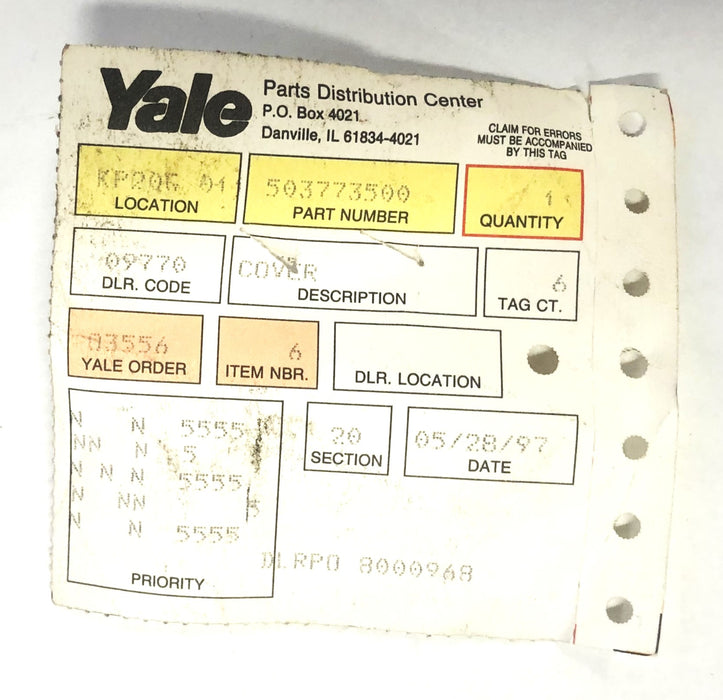 Yale Cover 503-773-500 NOS